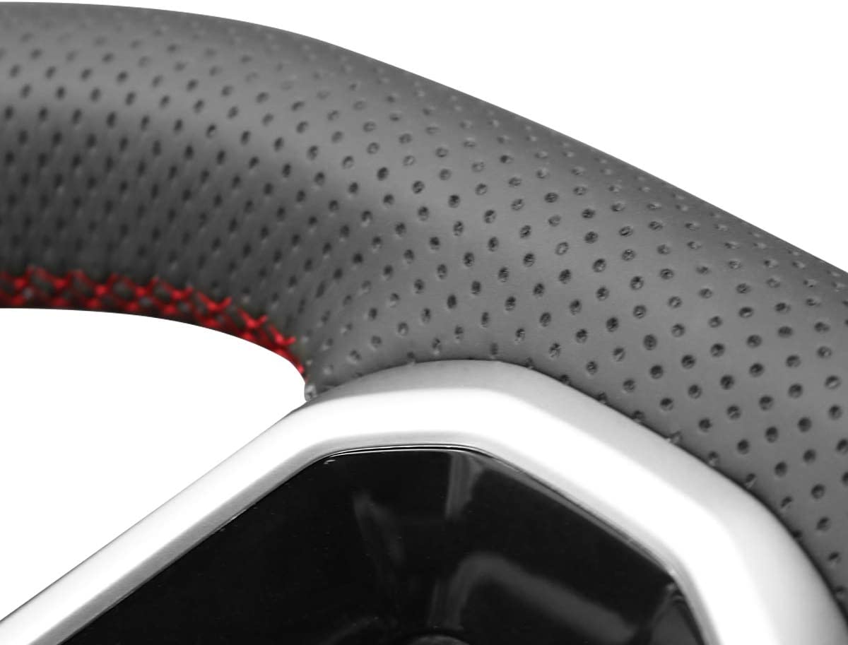 Loncky Custom Fit Black Genuine Leather Suede Car Steering Wheel Cover